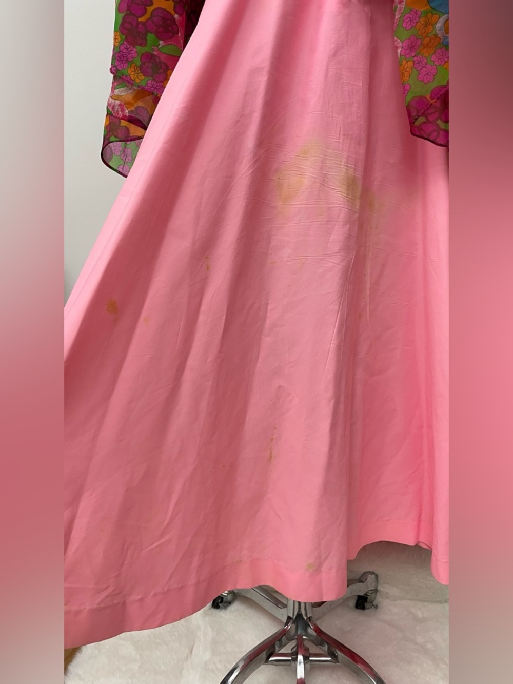 Vintage 60s flower power psychedelic A-Line sweep dress size S/M chiffon halter - Picture 15 of 16
